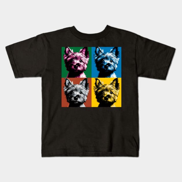 Pop Retro Art Cairn Terrier - Cute Puppy Kids T-Shirt by PawPopArt